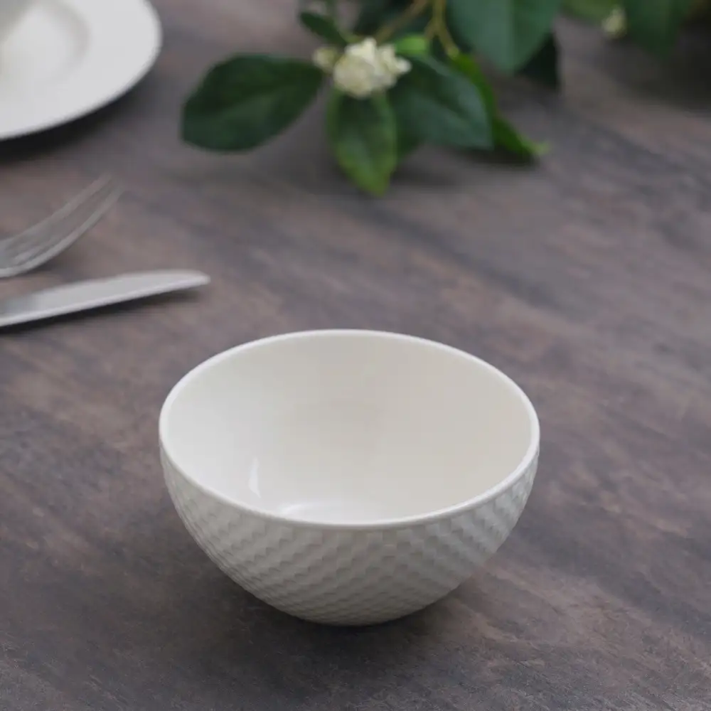 White Textured Serving Bowl