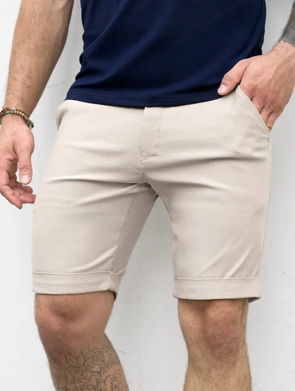 Beige Stretch Shorts