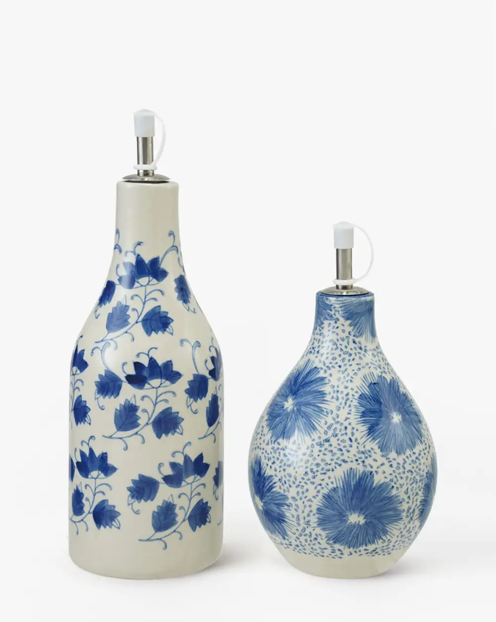 Floral Stoneware Oil Cruet Set