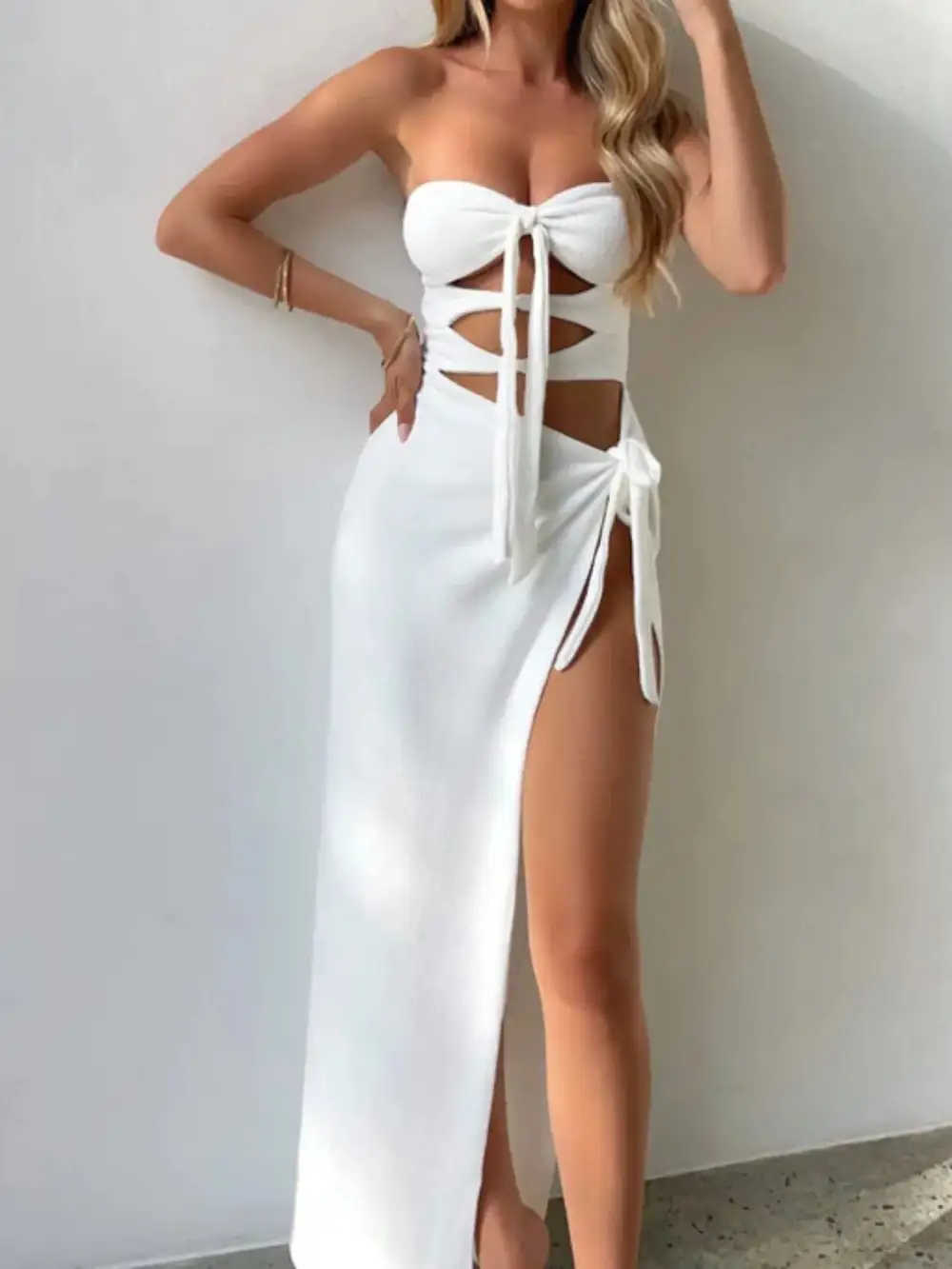 Cutout Tie Waist Dress