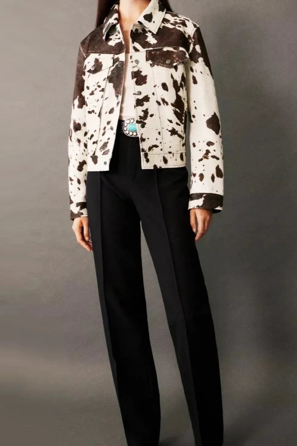 Cow-Print Faux-Fur Jacket