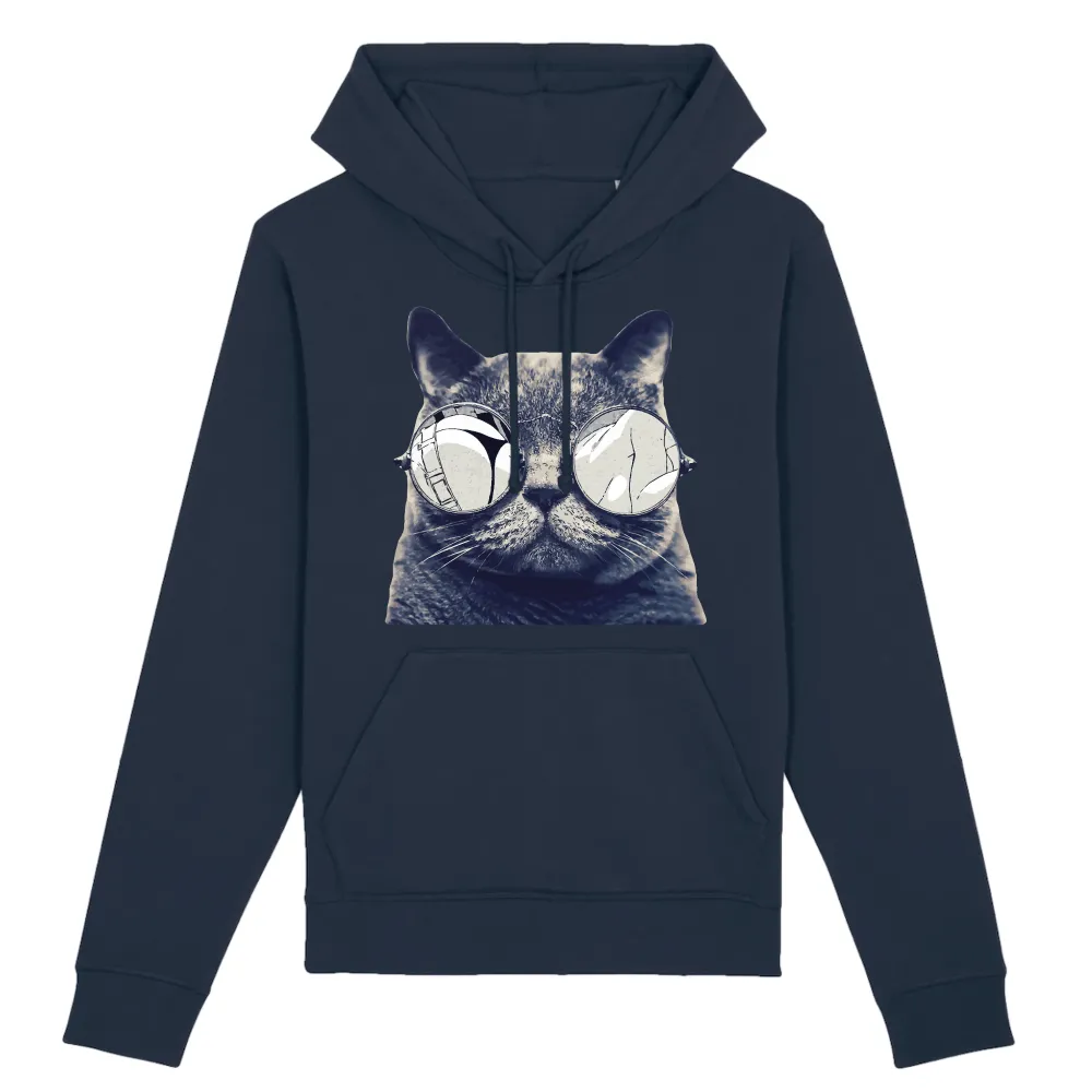 Glasses Cat Graphic Pullover Hoodie