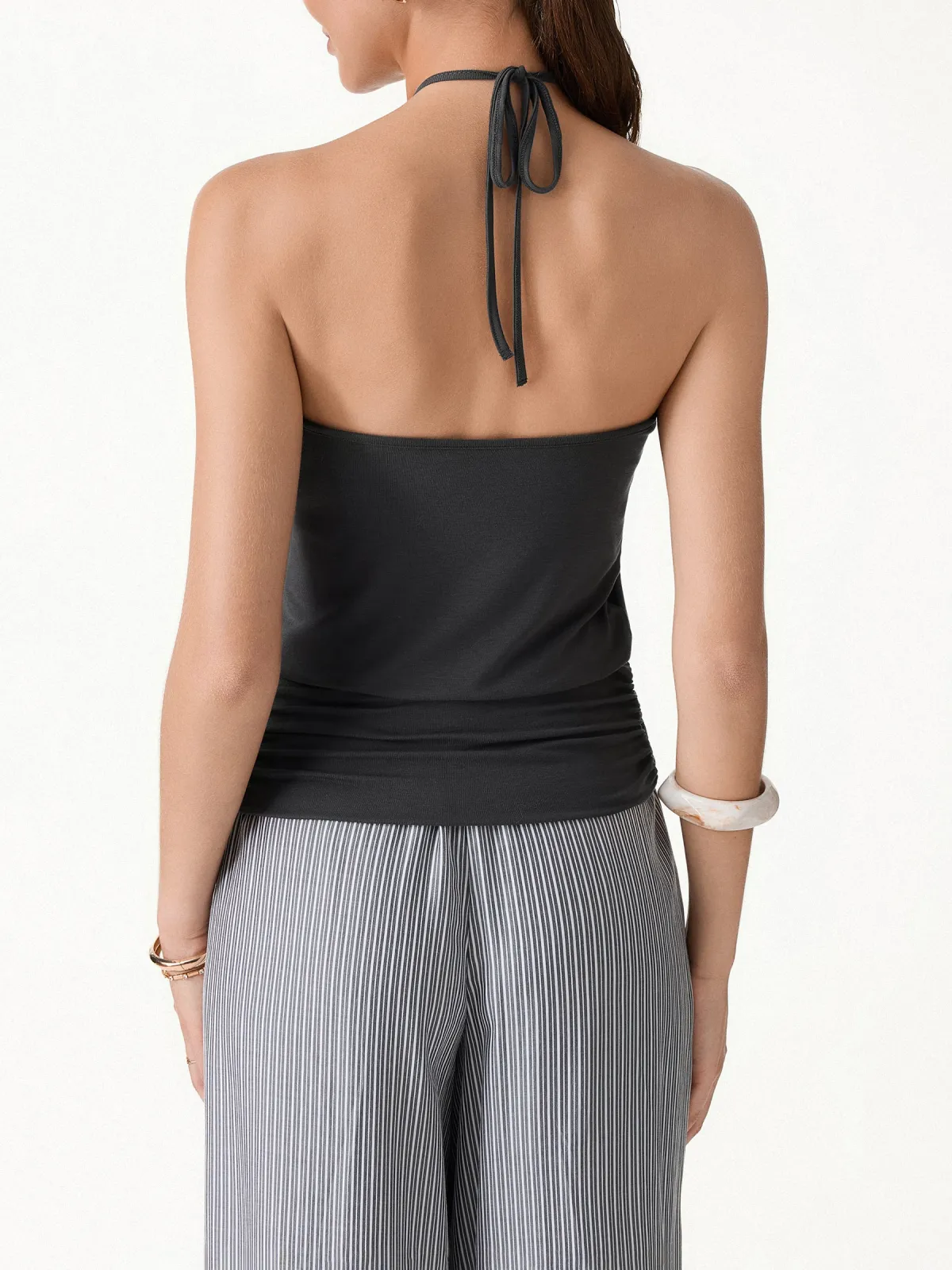Halter Ruched Hem Bra Top