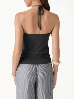 Halter Ruched Hem Bra Top