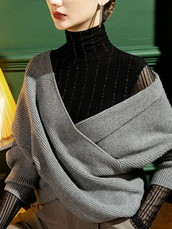 Long Sleeve Slim Fit Sheer High Neck T-Shirt