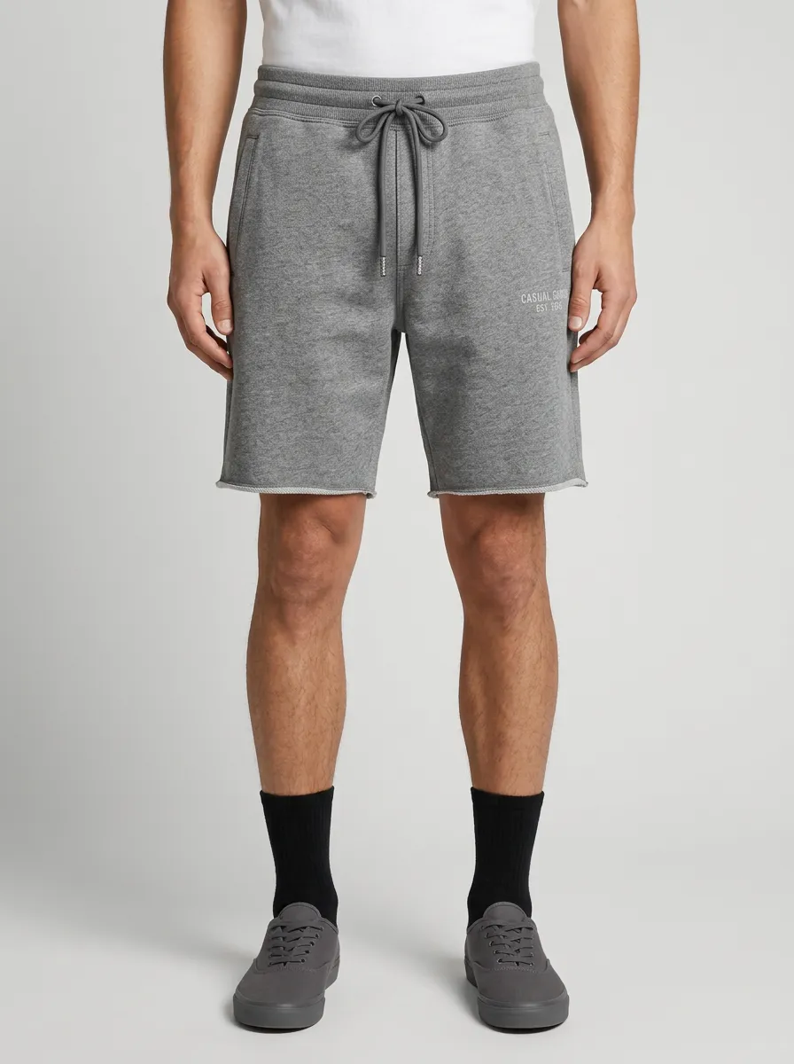 Men's Casual Goods Est 1986 Printed grey sweat shorts