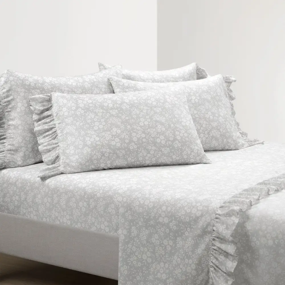 Floral Ruffled Garden Sheet Bedding Set
