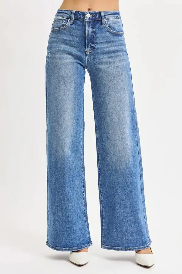 Everyday High Waist High Rise Wide Leg Jeans