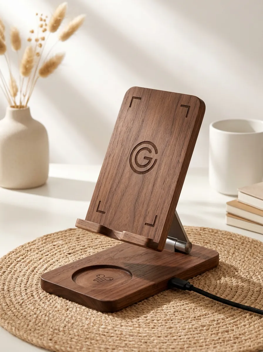 Minimalist Wood Engraved Wireless Charger