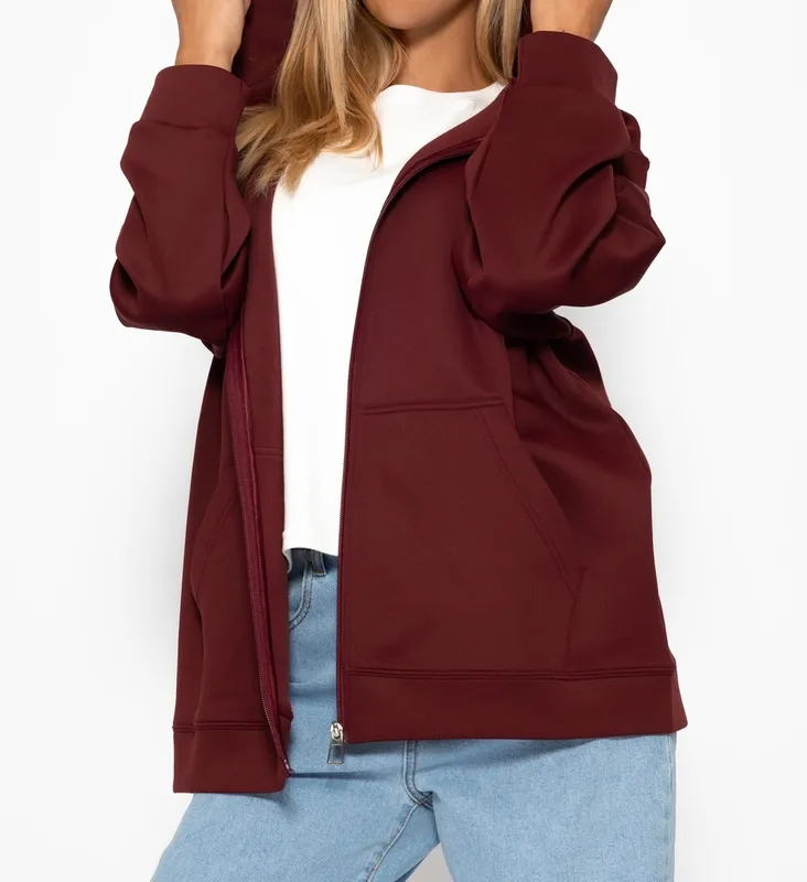 Burgundy Relaxed Hooded Jacket