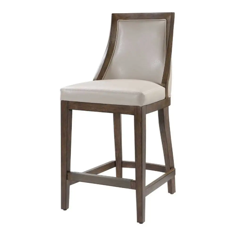 Streamlined Leather Counter Stool