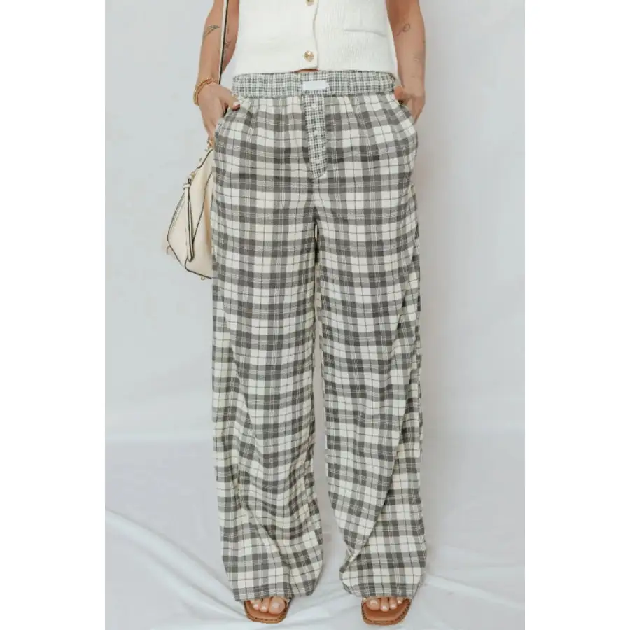 Plaid Wide Leg Pants