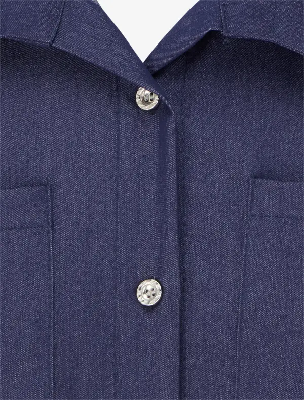 Classic Textured Long Sleeve Straight Fit Stand Collar Button Shirt