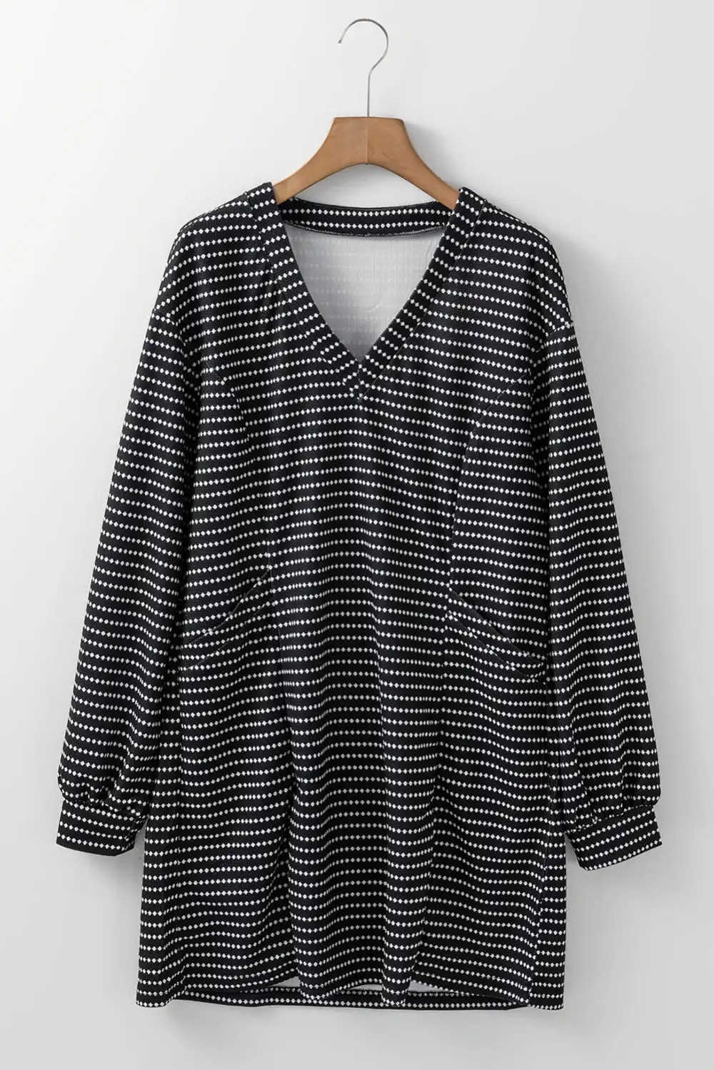 Striped V-Neck Puff Sleeve Mini Dress