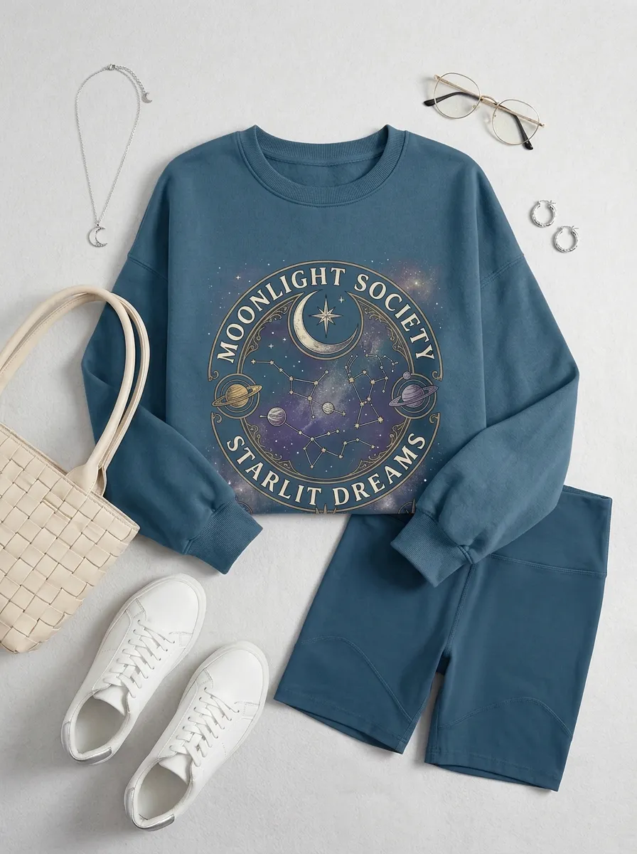 Women's Celestial Moonlight Society Starlit Dreams Printed T-shirt