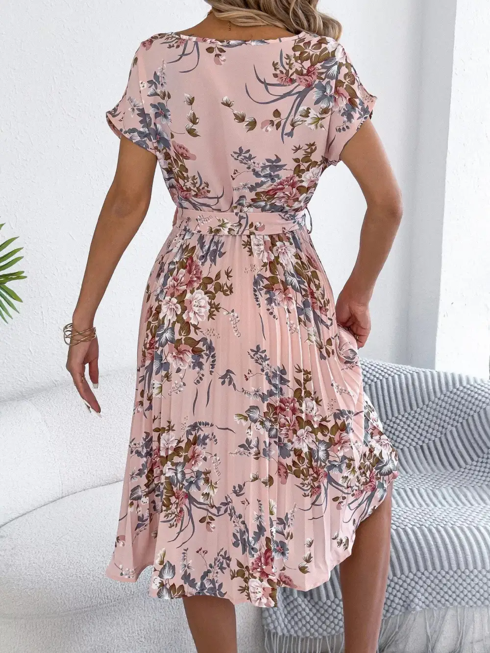 Pleated A-Line Midi Dress