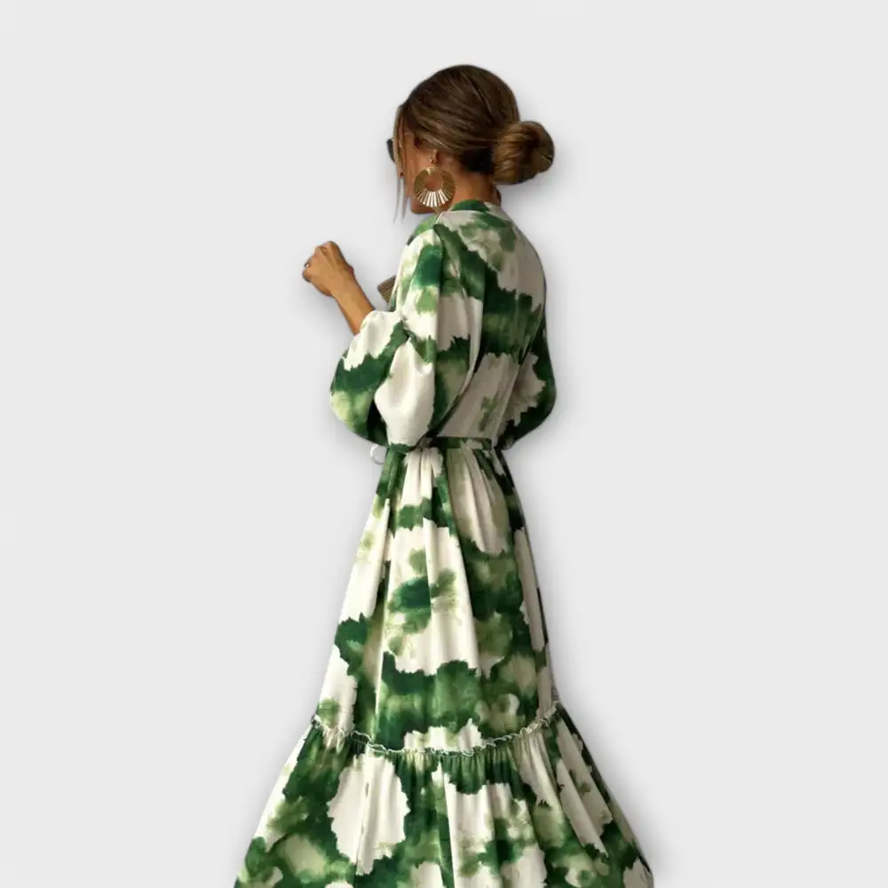 V-Neck Boho Printed Maxi Dress