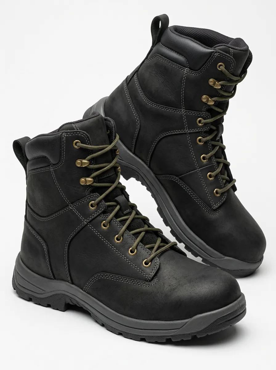 Unisex Leather Tactical Print Work Boots