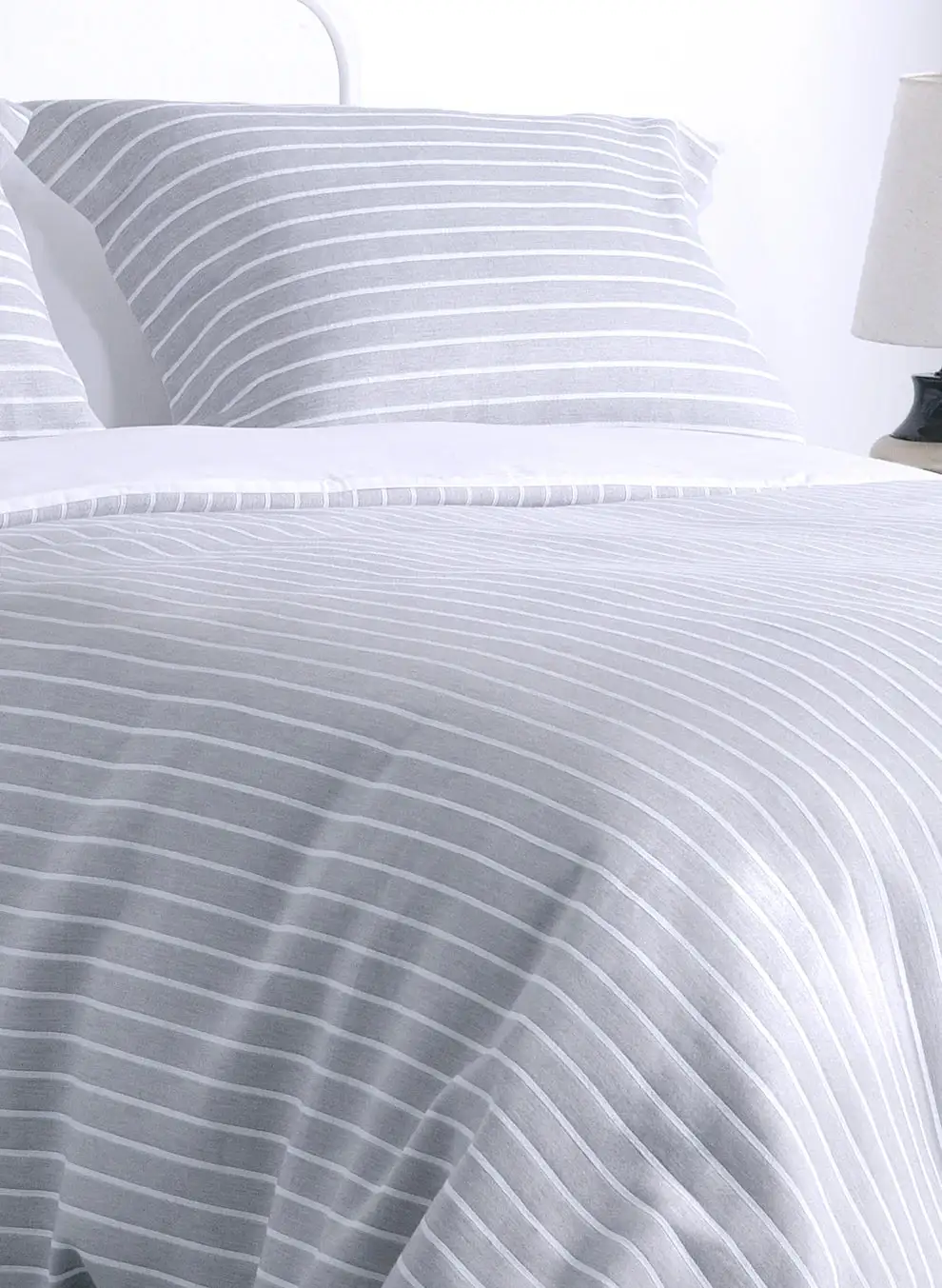 Refined Bedroom Woven Stripe Cotton Duvet Cover Set