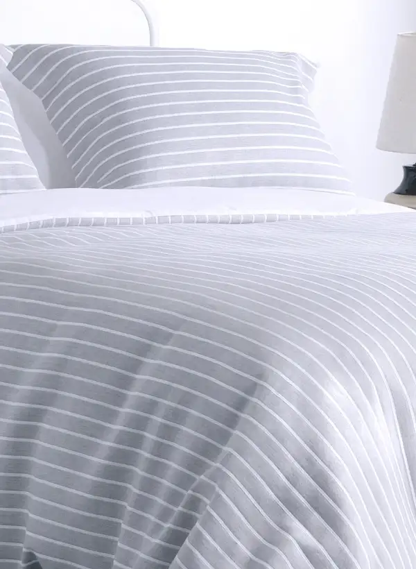 Refined Bedroom Woven Stripe Cotton Duvet Cover Set