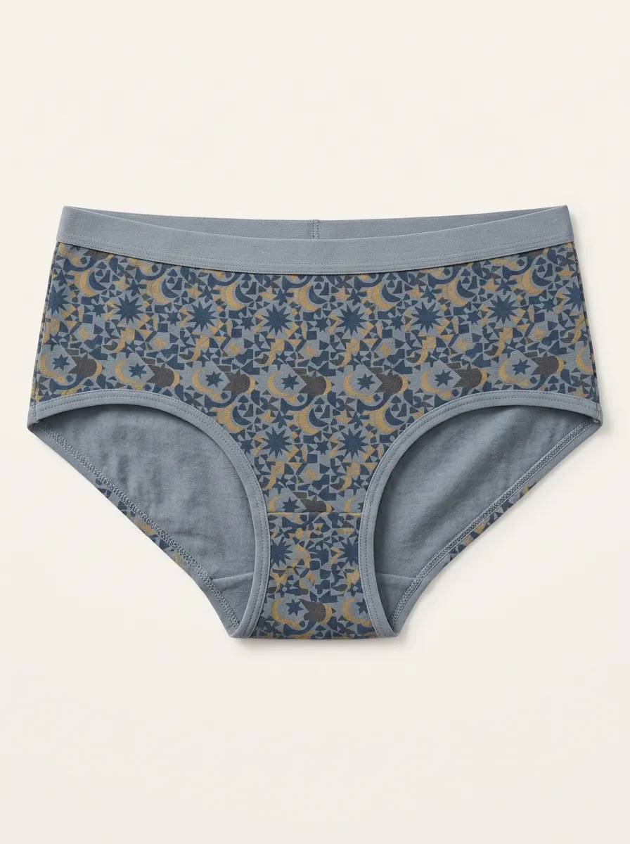 Women's Printed Underwear with Moon Star Celestial Detail