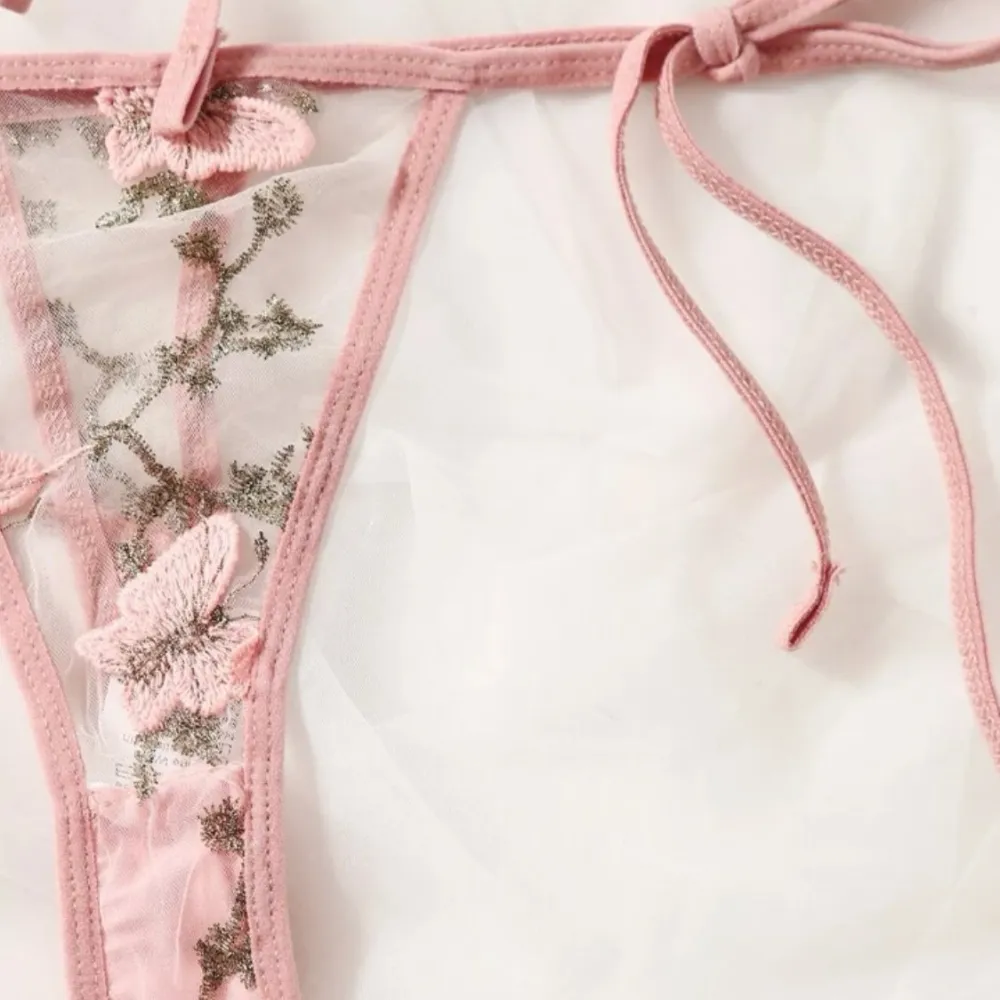 Butterfly Embroidered Lace Lingerie Set