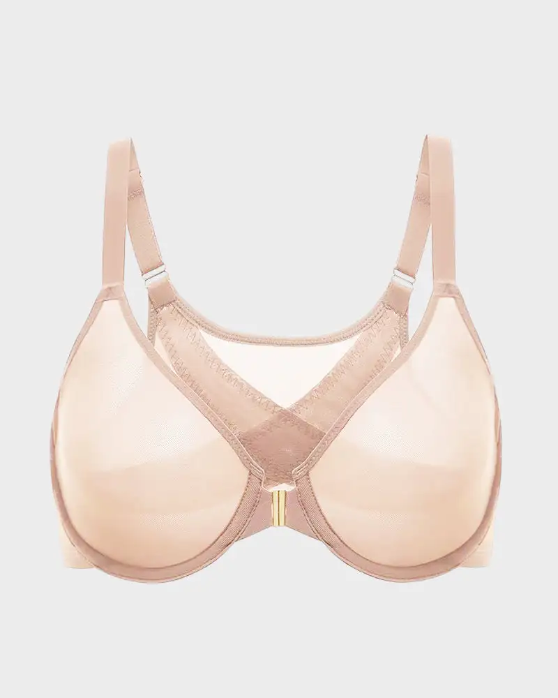 Front Closure Mesh Support Bra