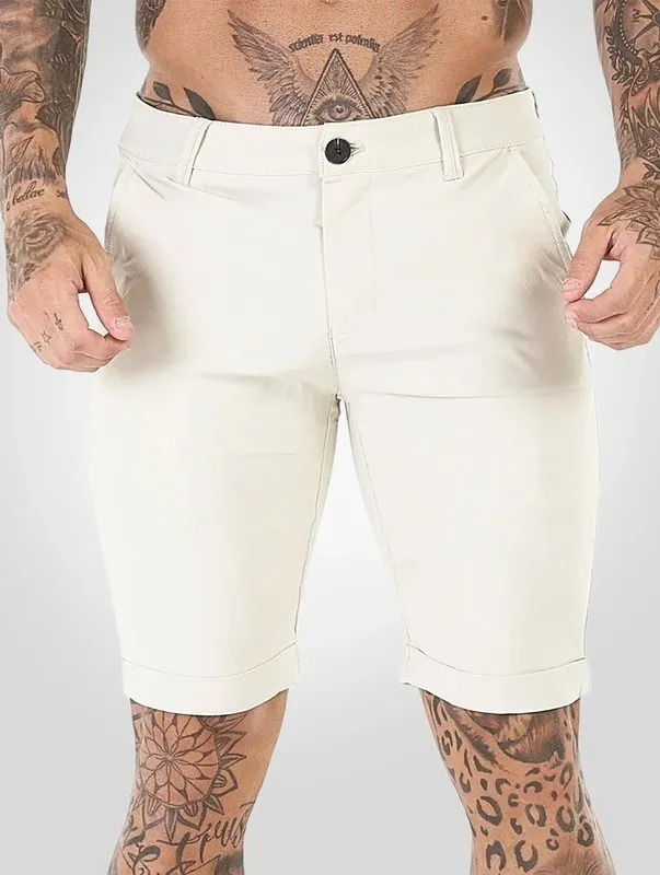 Beige Stretch Shorts