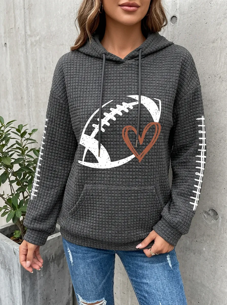 Women's Sideline Inspired Gridiron Heart Ball Graphic Hoodie