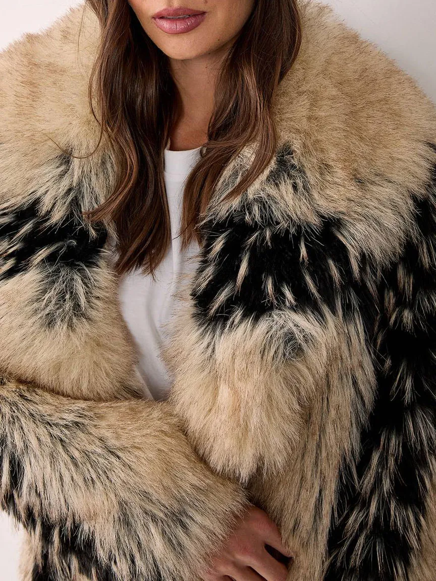 Women's Vintage-Style Fuzzy Long Coat