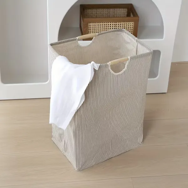 Foldable Striped Fabric Laundry Hamper
