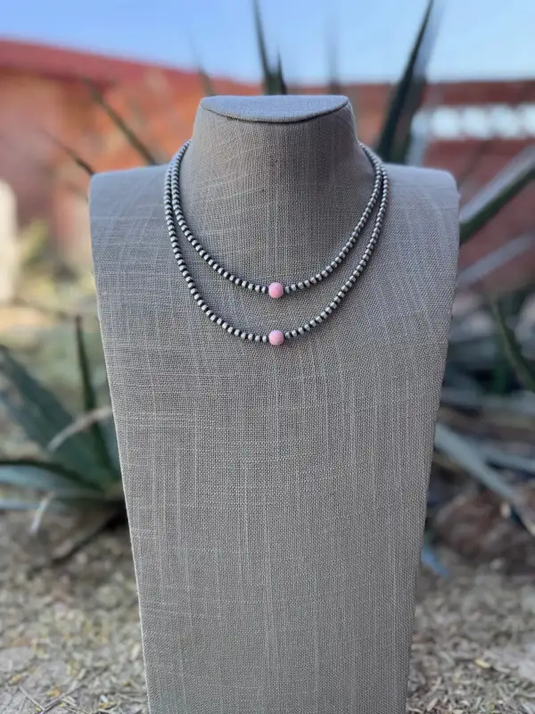 Beaded Pearl Conch Sterling Silver Necklace