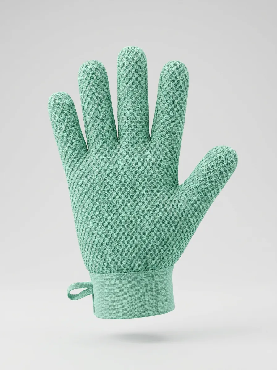 Compact Mesh Textured Bath Exfoliating Glove
