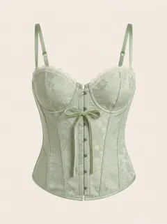 Jacquard Lace-Trim Women's Corset Top