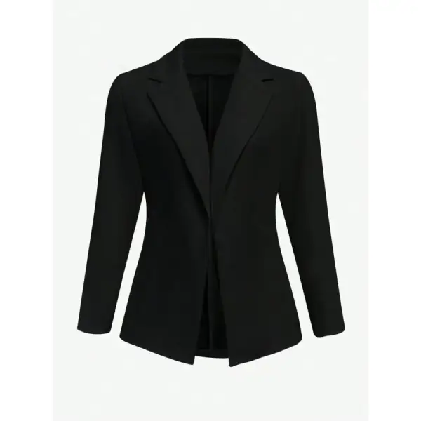Lapel Collar Open Front Blazer Jacket