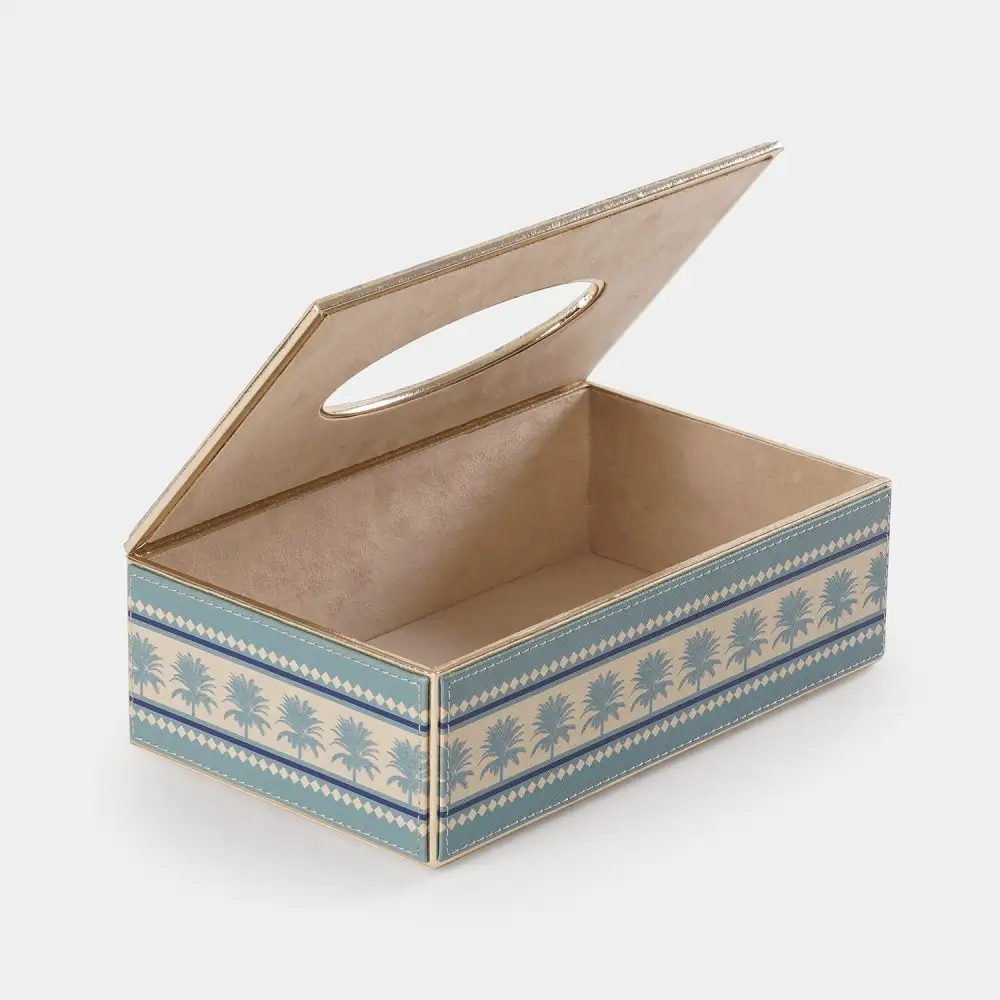 Blue Printed Tissue Box Cover