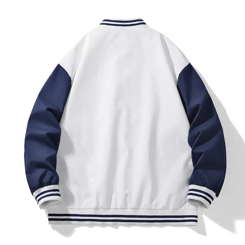 Everyday Varsity Snap Front Ribbed Trim Bomber Jacket