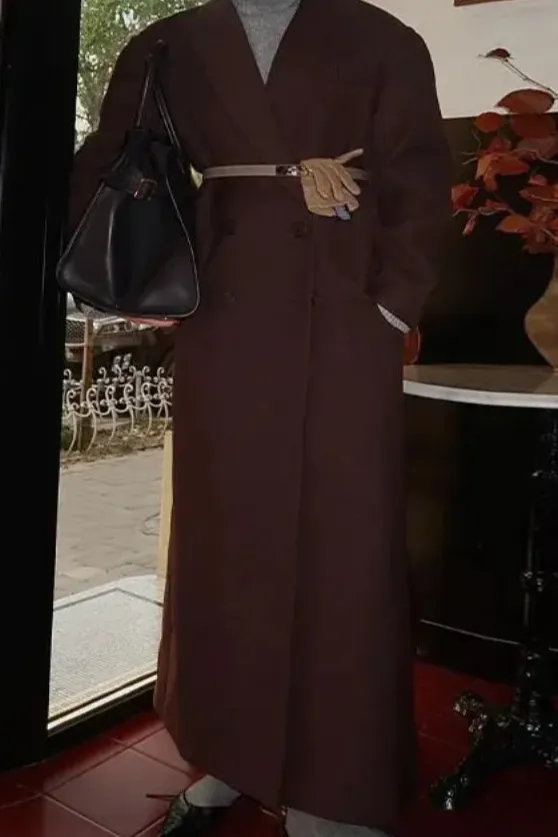 Double-Breasted Notch Lapel Structured Coat