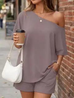 Polished Relaxed Everyday Top and Shorts Matching Set