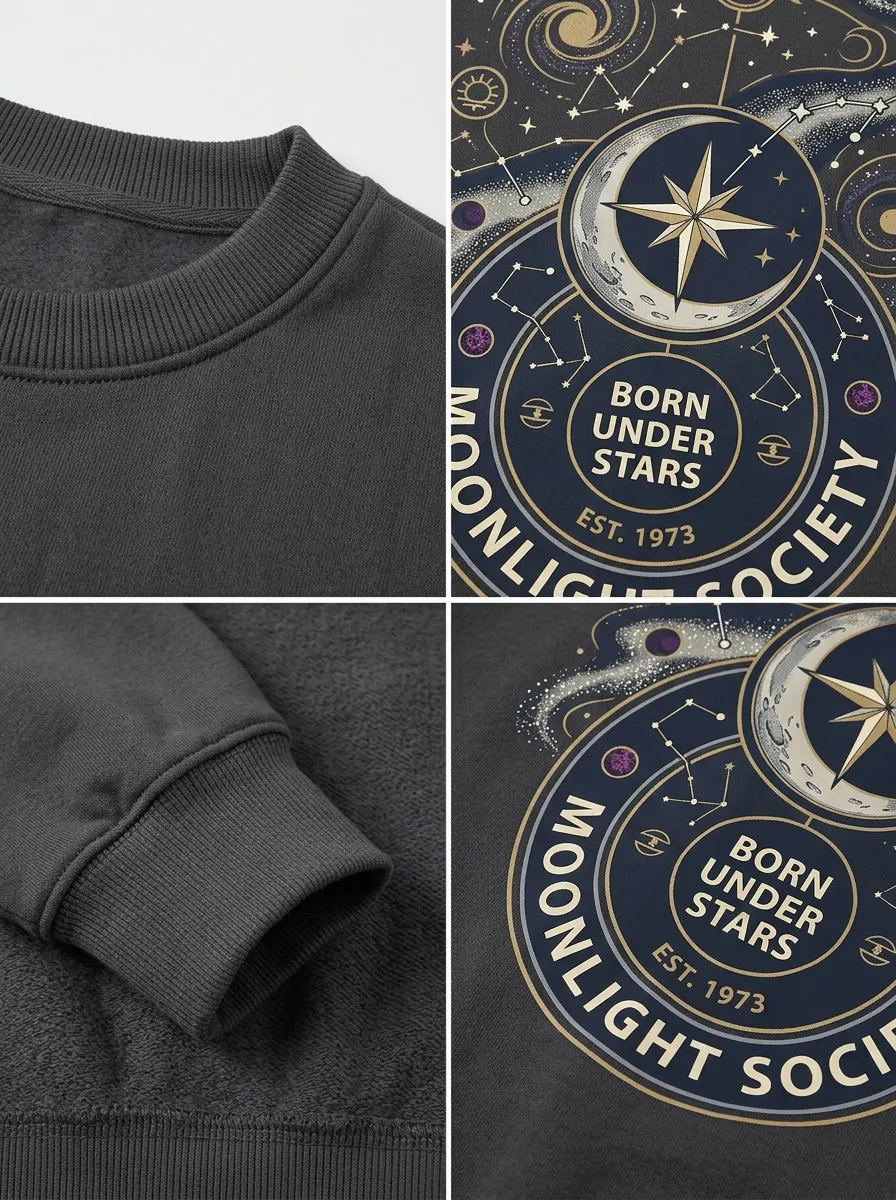 Women's Celestial Moonlight Society Born Under Stars Printed T-shirt