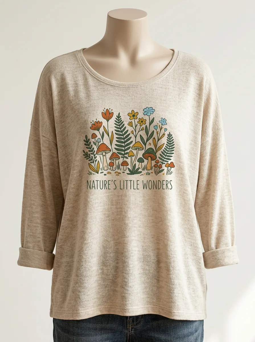 Nature Mushroom Floral Long Sleeve Top