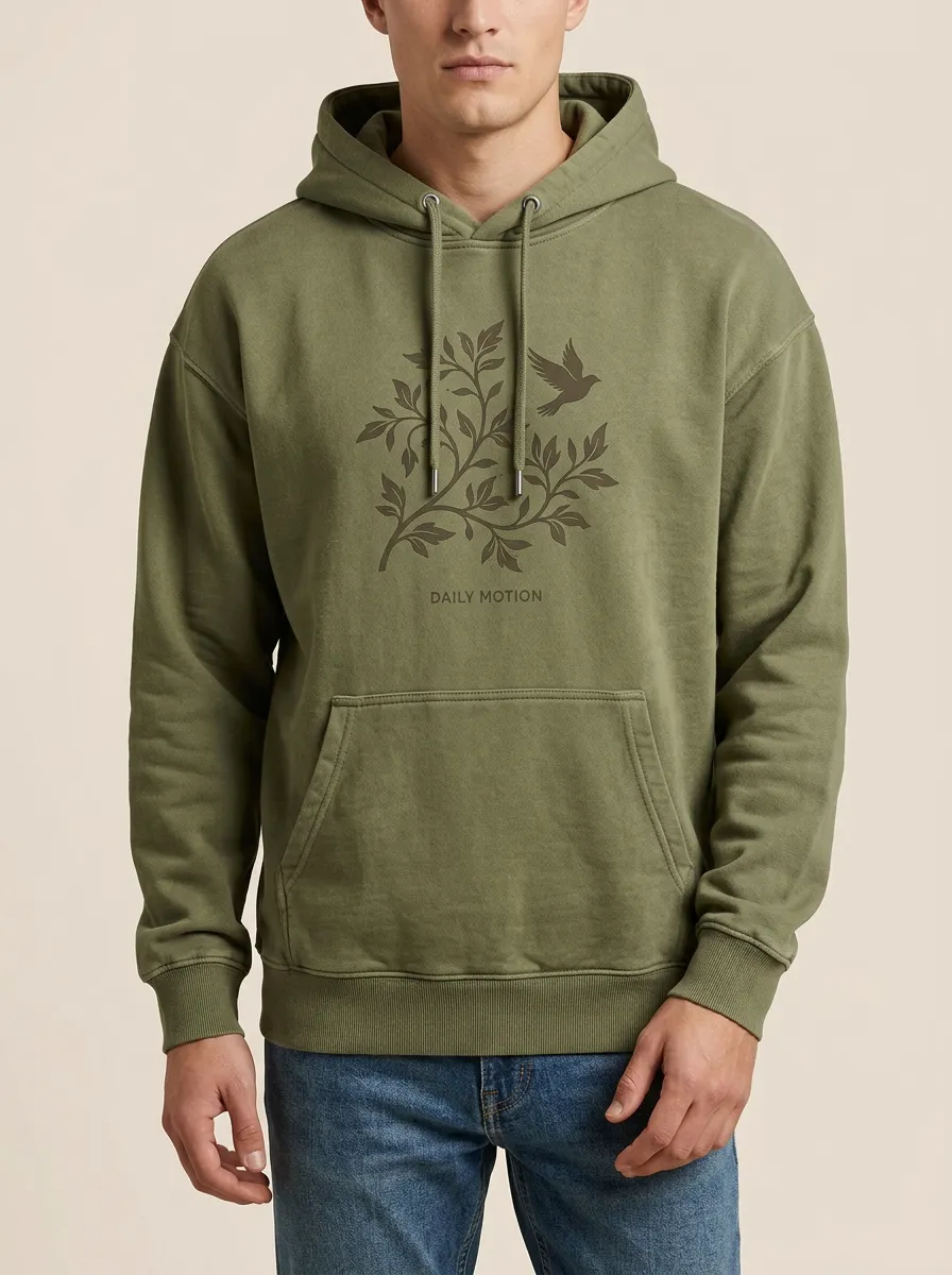 Men's Nature Lover Bird Tree Daily Motion Print Hoodie