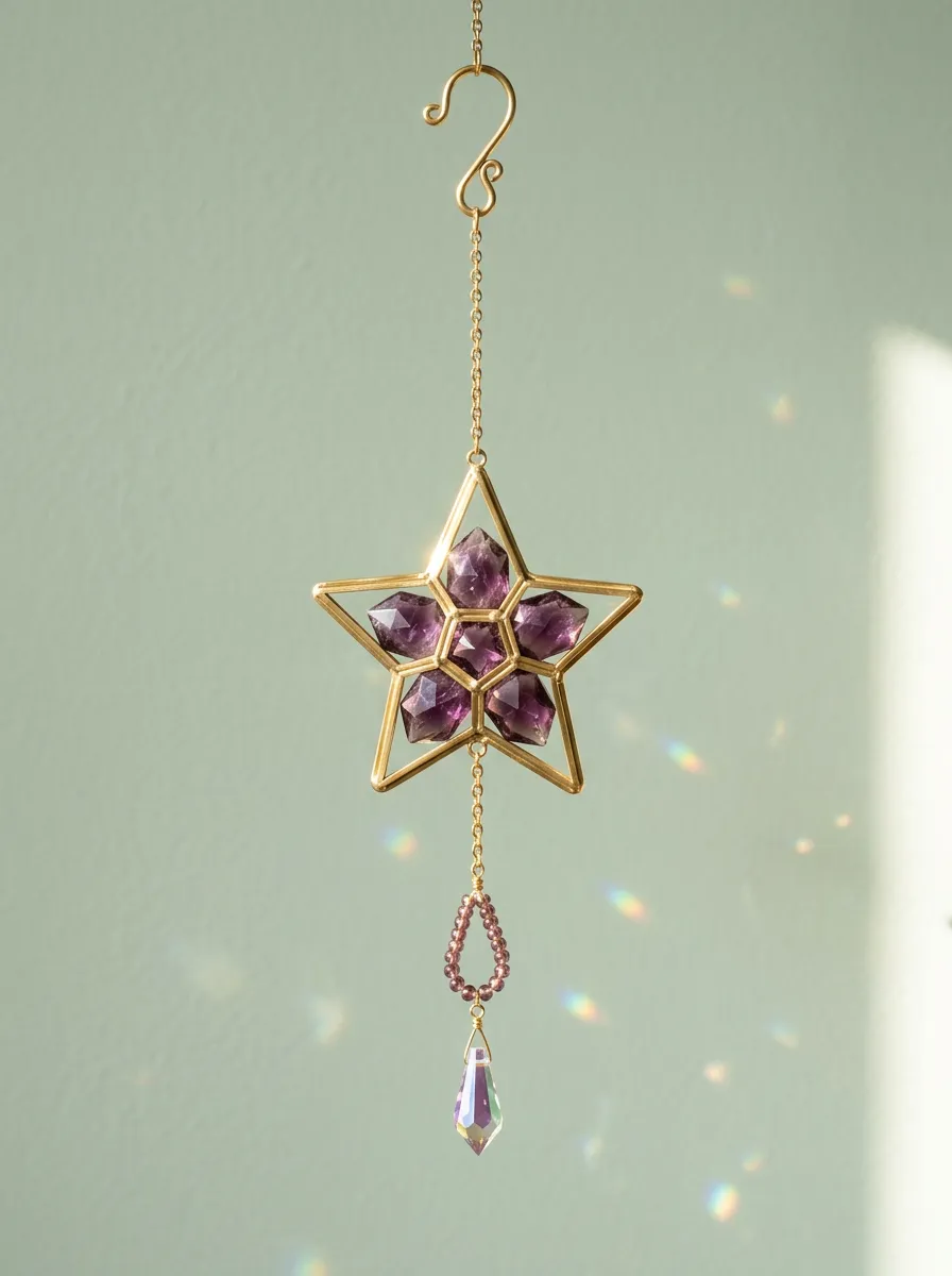 Amethyst Star Crystal Prism Suncatcher