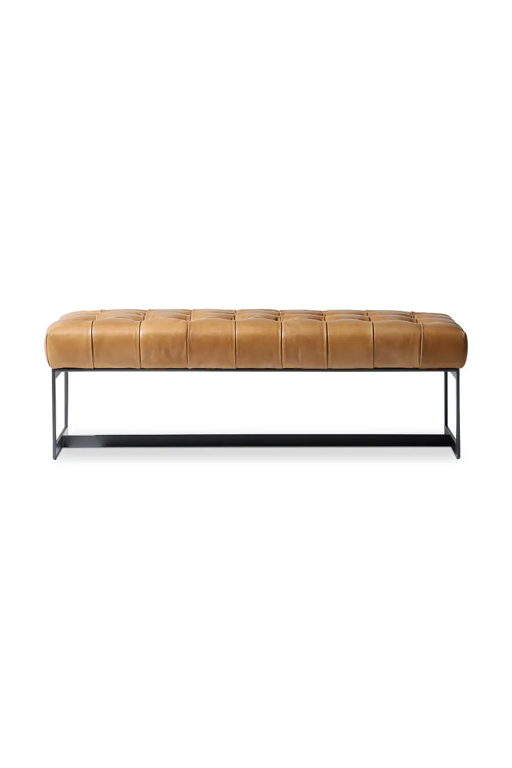 Tufted Leather Accent Bench