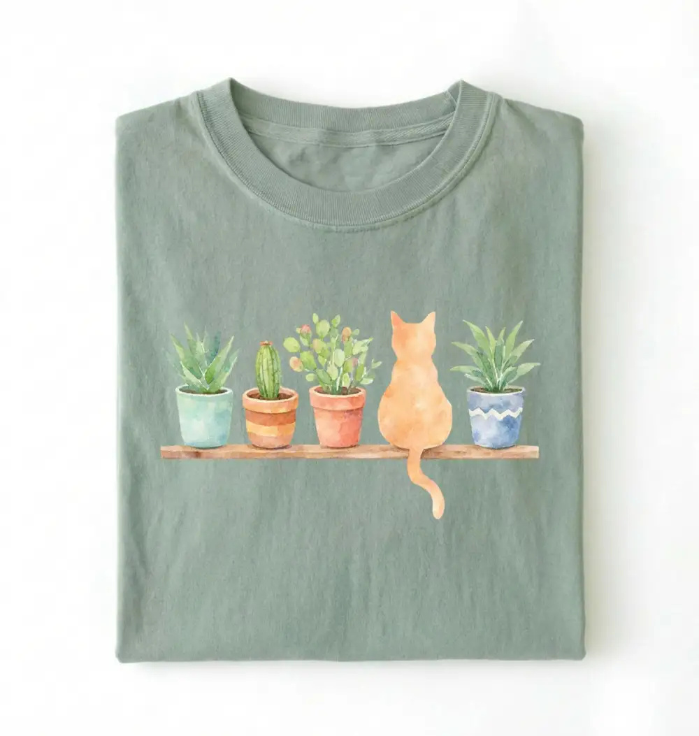 Watercolor Cat Graphic Cotton Tee
