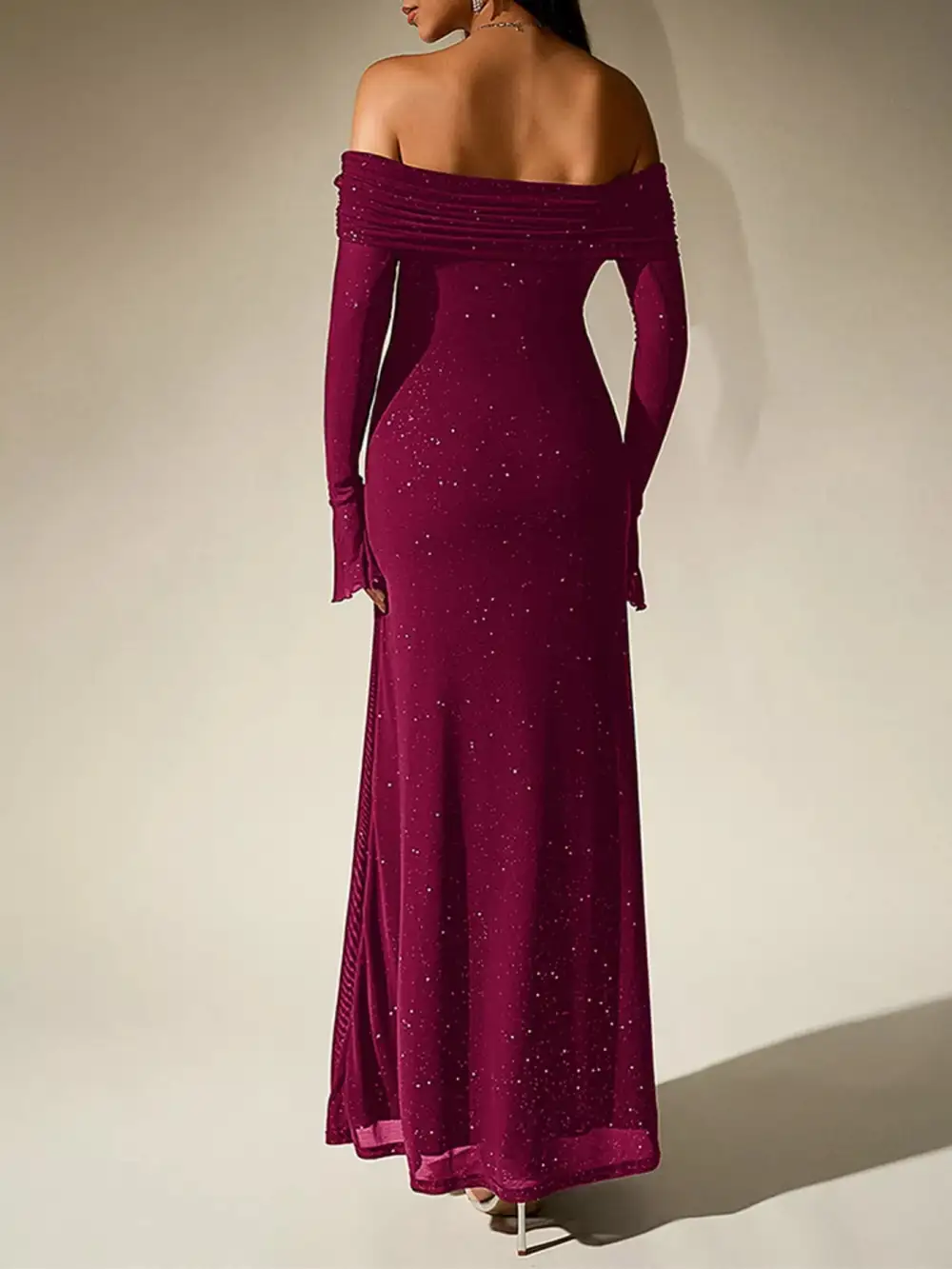 Glitter Off Shoulder Maxi Dress