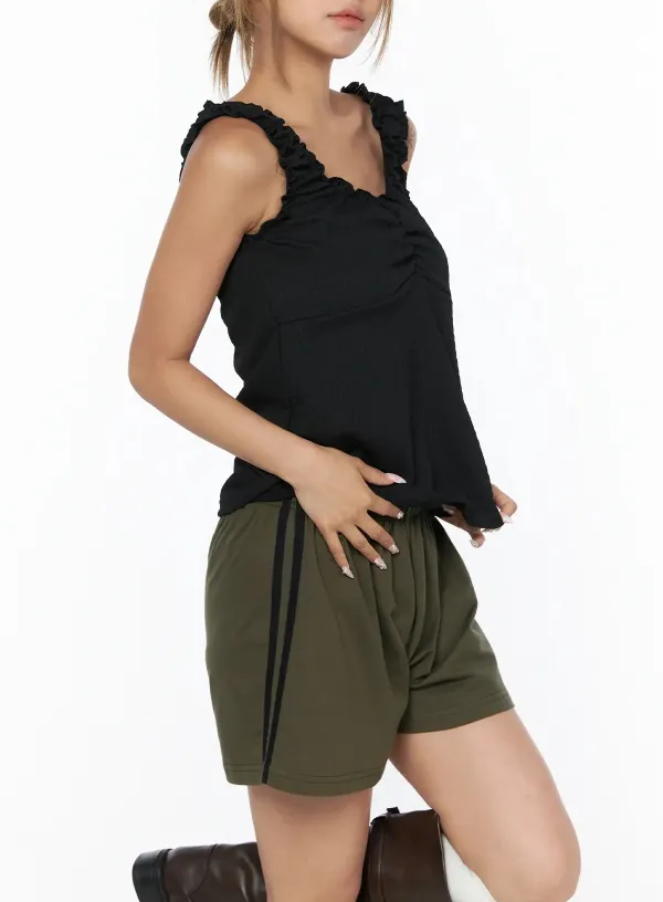 Shirred Ruffle Tank Top