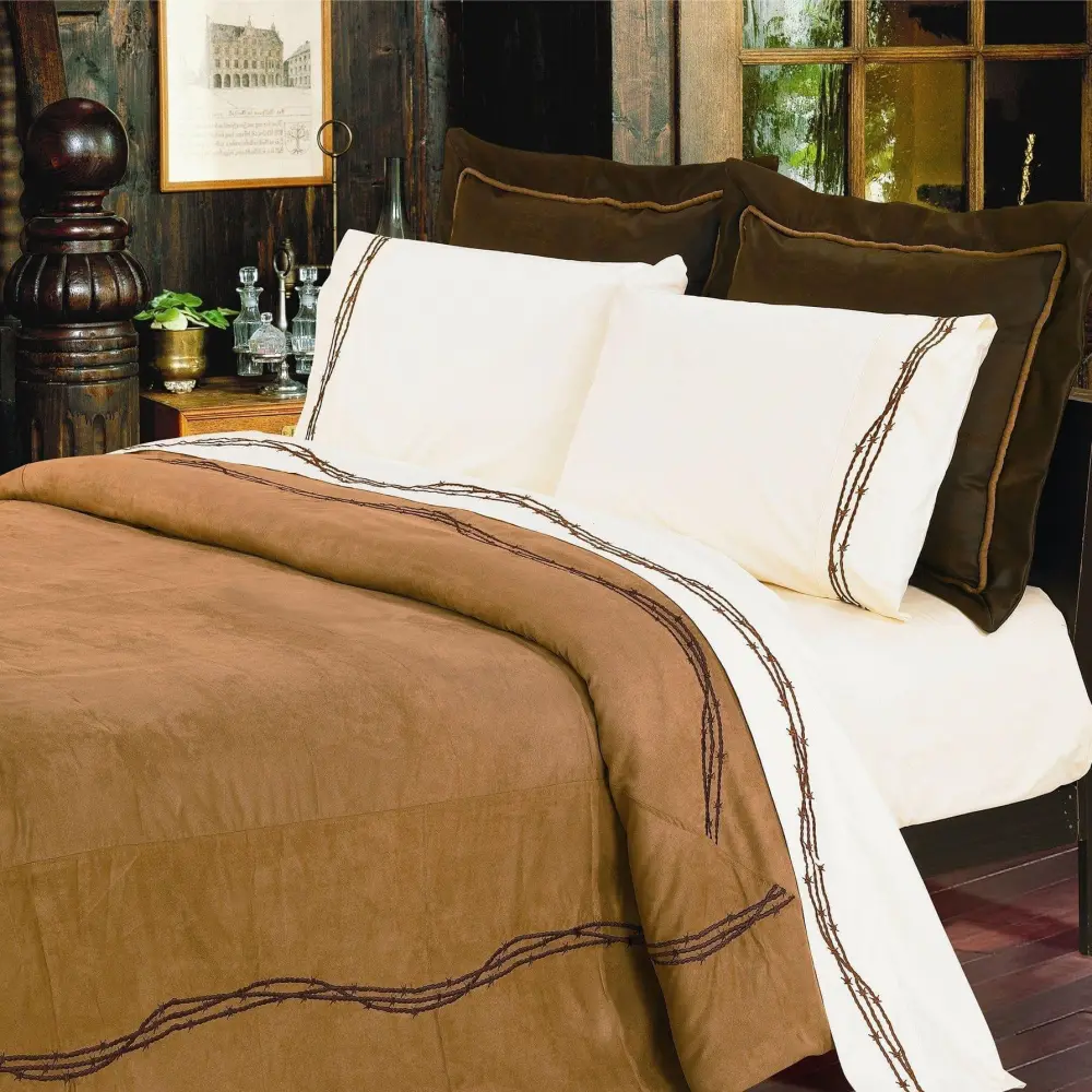 Embroidered Suede Bedding Set