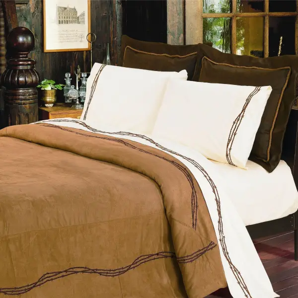 Embroidered Suede Bedding Set