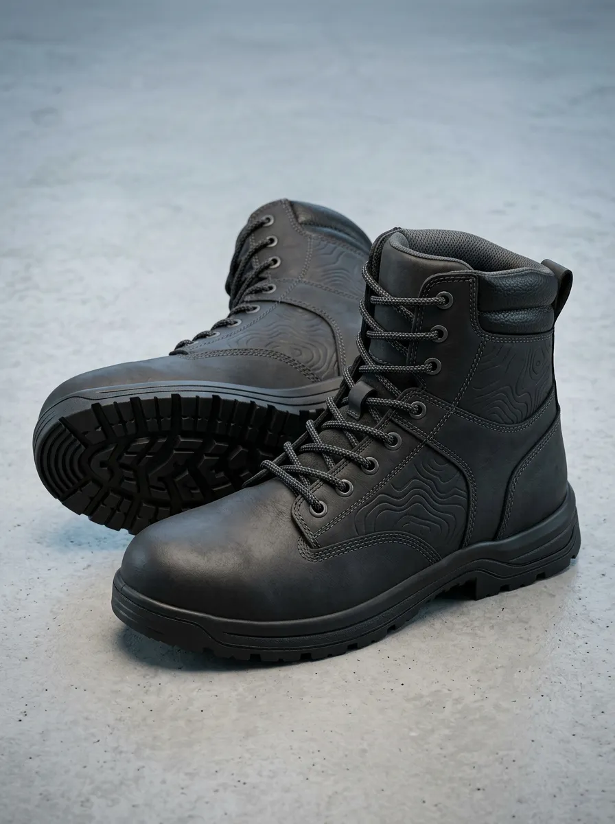 Unisex Patterned Outdoor Enthusiast Topographic Pattern Print Work Boots